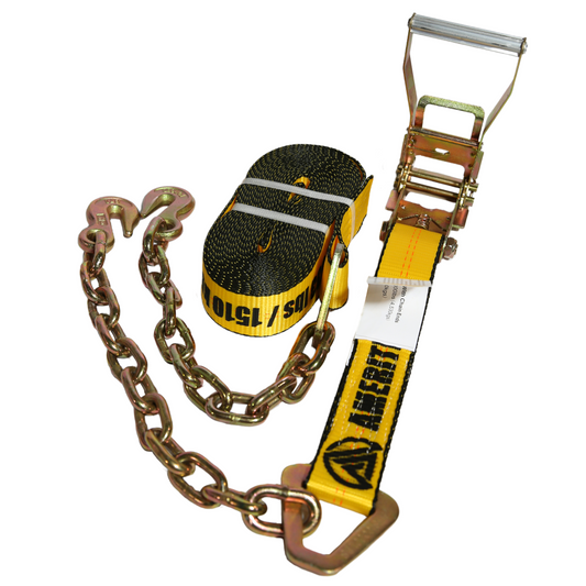 2"x30' Ratchet Strap w Chain Ends and Hooks