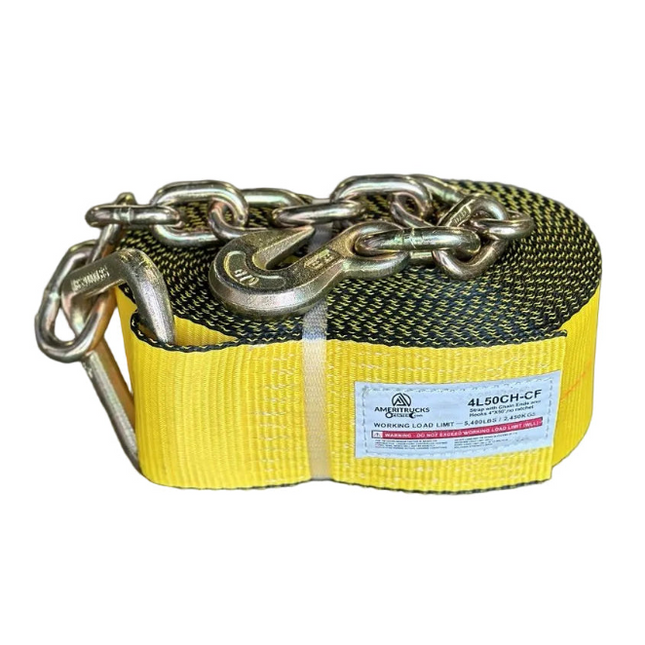 4"x50' Winch Strap w Chain Ends (NO RATCHET)